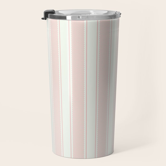 Vintage pastel pink stripes pattern Travel Mug Gallery Image 3