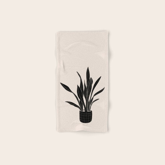 Black & White Plants / Snake Plant Bath Towel Gallery Image 1
