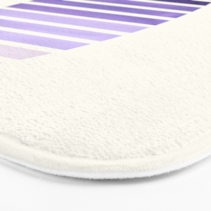 Purple Mid Century Modern Minimalist Scandinavian Colorful Stripes Geometric Pattern Round Circle Fr Bath Mat Gallery Image 3