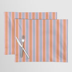 Pastel Pink, Baby Blue, and Orange Classic Double Stripe Vertical Pattern Placemat Gallery Image 1