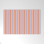 Pastel Pink, Baby Blue, and Orange Classic Double Stripe Vertical Pattern Welcome Mat Gallery Image 1