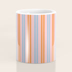 Pastel Pink, Baby Blue, and Orange Classic Double Stripe Vertical Pattern Coffee Mug Gallery Image 4