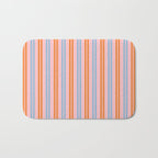 Pastel Pink, Baby Blue, and Orange Classic Double Stripe Vertical Pattern Bath Mat Gallery Image 1