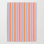 Pastel Pink, Baby Blue, and Orange Classic Double Stripe Vertical Pattern Poster Gallery Image 4