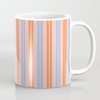 Pastel Pink, Baby Blue, and Orange Classic Double Stripe Vertical Pattern Coffee Mug Gallery Image 1