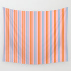 Pastel Pink, Baby Blue, and Orange Classic Double Stripe Vertical Pattern Wall Tapestry Gallery Image 4
