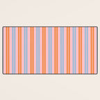 Pastel Pink, Baby Blue, and Orange Classic Double Stripe Vertical Pattern Desk Mat Gallery Image 3
