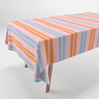 Pastel Pink, Baby Blue, and Orange Classic Double Stripe Vertical Pattern Tablecloth Gallery Image 1