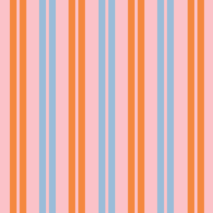 Pastel Pink, Baby Blue, and Orange Classic Double Stripe Vertical Pattern Coffee Mug Gallery Image 2
