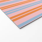 Pastel Pink, Baby Blue, and Orange Classic Double Stripe Vertical Pattern Welcome Mat Gallery Image 2