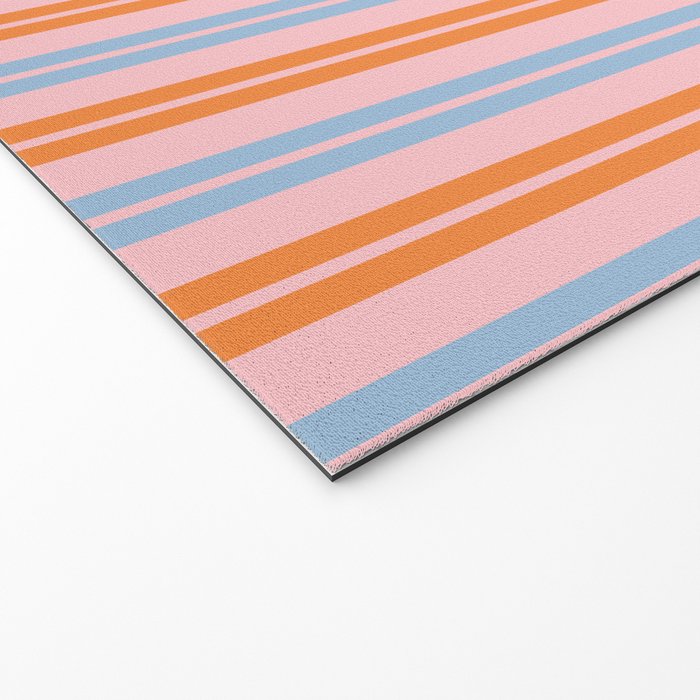 Pastel Pink, Baby Blue, and Orange Classic Double Stripe Vertical Pattern Welcome Mat Gallery Image 2