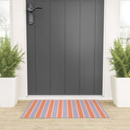 Pastel Pink, Baby Blue, and Orange Classic Double Stripe Vertical Pattern Welcome Mat Gallery Image 3