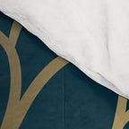 Festive, Floral Prints, Line Art, Dark Teal and Gold Comforter Gallery Image 4