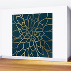 Festive, Floral Prints, Line Art, Dark Teal and Gold Wall Mural Gallery Image 2