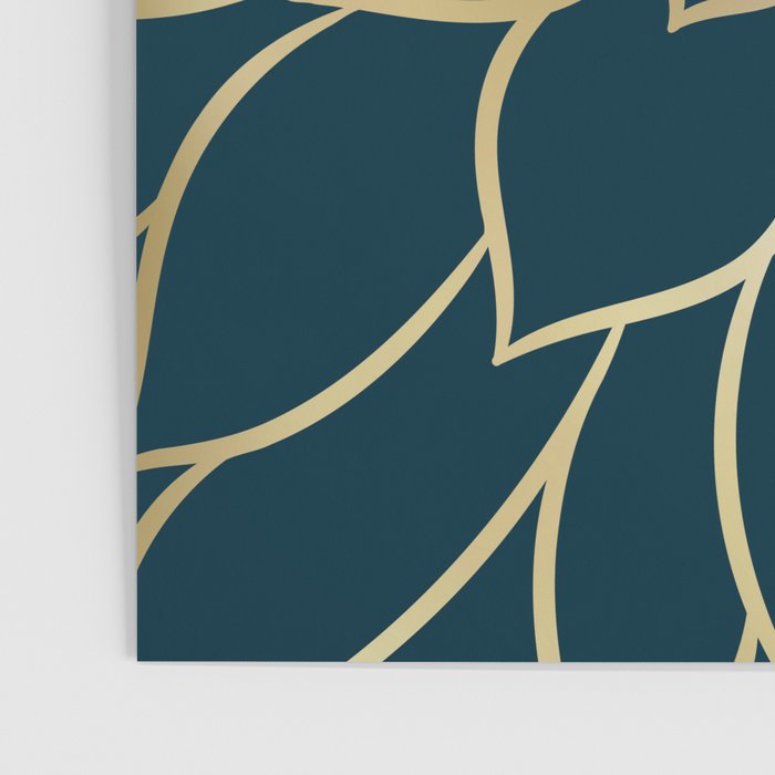 Festive, Floral Prints, Line Art, Dark Teal and Gold Poster Gallery Image 3