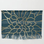 Festive, Floral Prints, Line Art, Dark Teal and Gold Wall Hanging Gallery Image 1