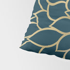 Festive, Floral Prints, Line Art, Dark Teal and Gold Pillow Sham Gallery Image 4