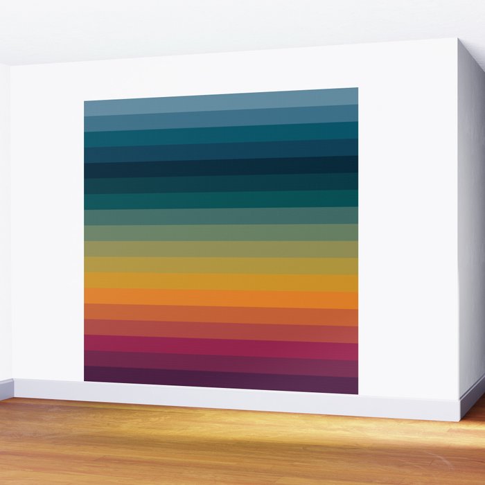Colorful Abstract Vintage 70s Style Retro Rainbow Summer Stripes Wall Mural Gallery Image 2