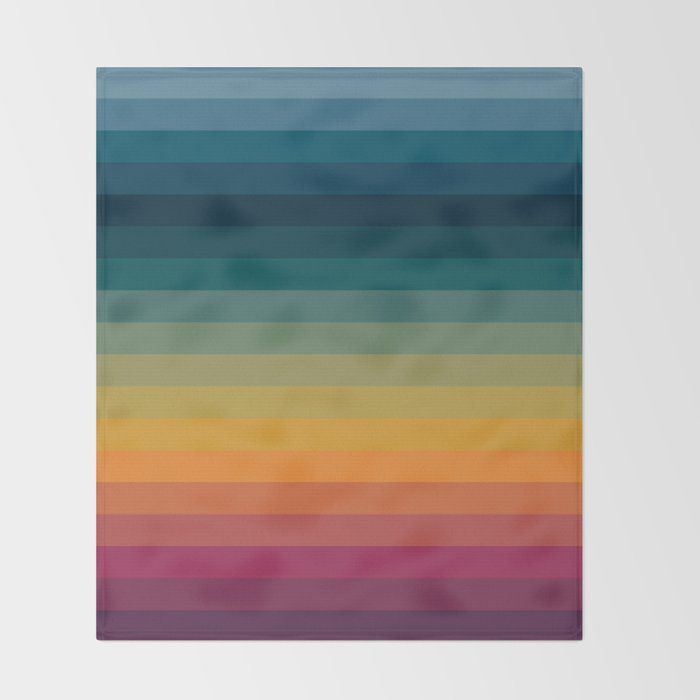 Colorful Abstract Vintage 70s Style Retro Rainbow Summer Stripes Throw Blanket Gallery Image 2