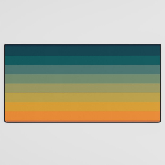 Colorful Abstract Vintage 70s Style Retro Rainbow Summer Stripes Desk Mat Gallery Image 3