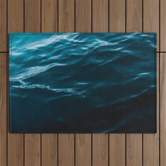 Minimalist blue water surface texture - oceanscape Outdoor Rug Gallery Image 1