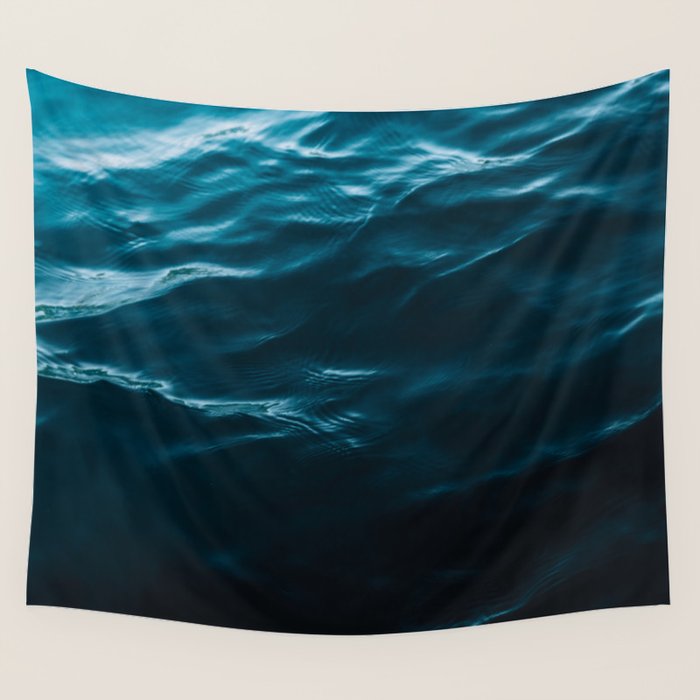 Minimalist blue water surface texture - oceanscape Wall Tapestry Gallery Image 4