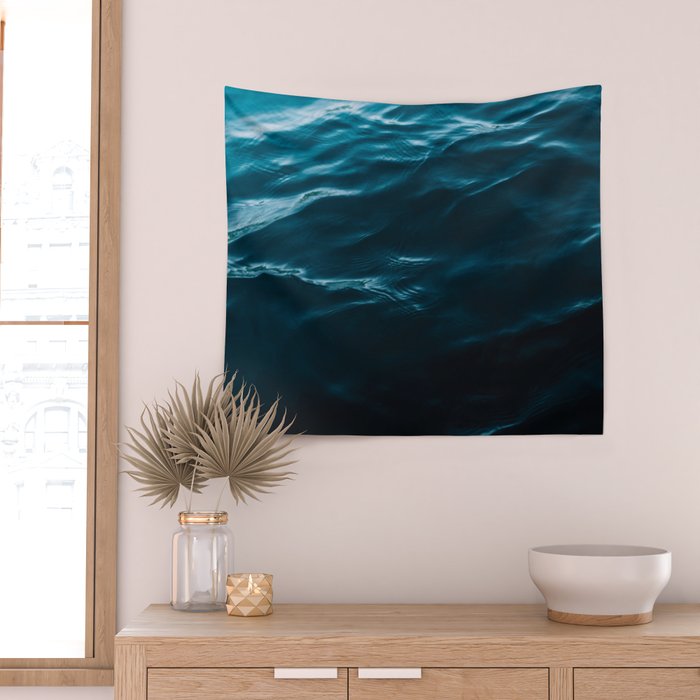 Minimalist blue water surface texture - oceanscape Wall Tapestry Gallery Image 2