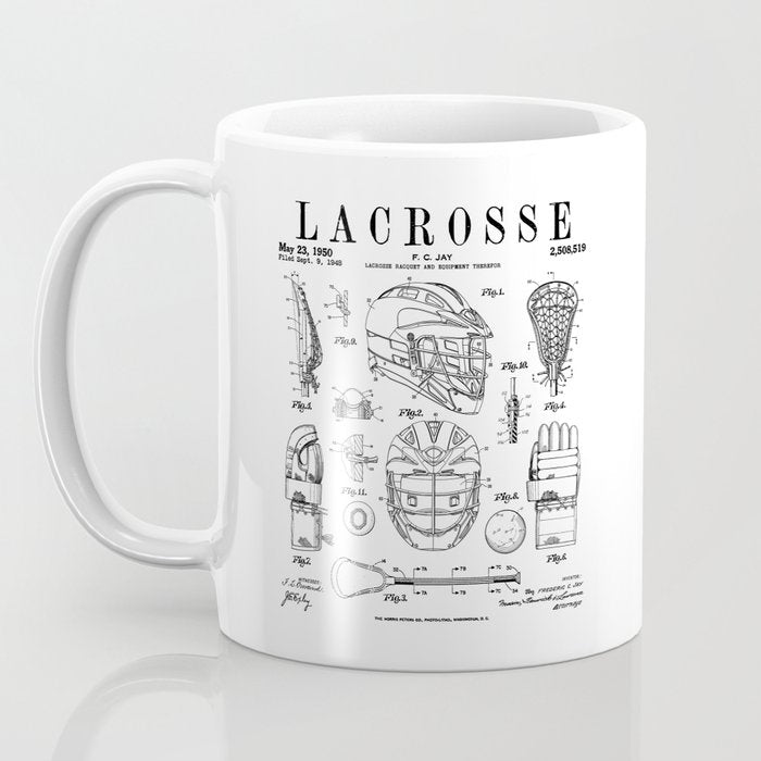 Lacrosse Player Equipment Vintage Patent Drawing Print Coffee Mug Gallery Image 3