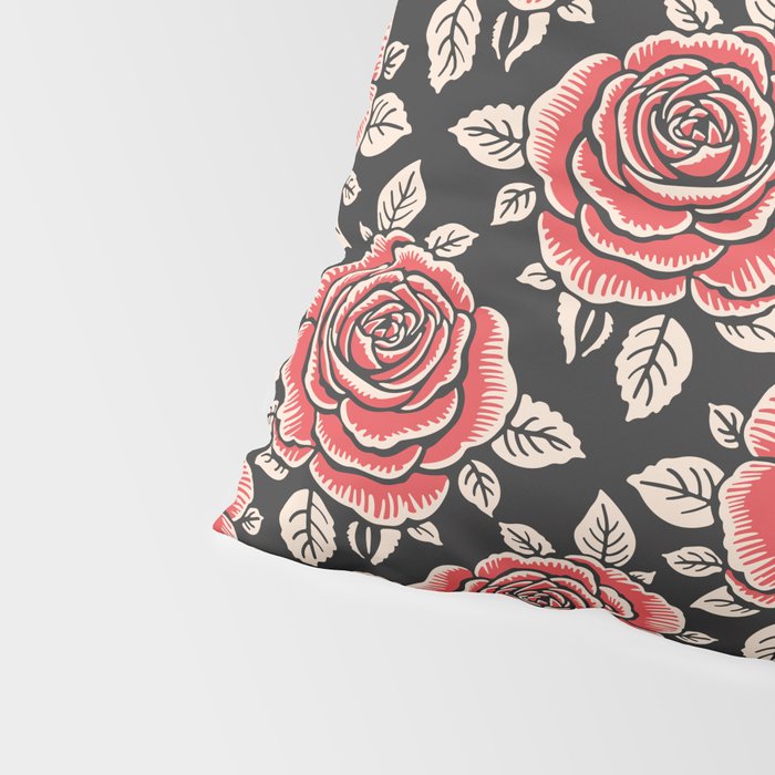Traditional vintage red rose flower art pattern Pillow Sham Gallery Image 4