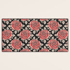 Traditional vintage red rose flower art pattern Desk Mat Gallery Image 3