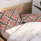 Traditional vintage red rose flower art pattern Pillow Sham Gallery Image 2