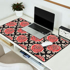 Traditional vintage red rose flower art pattern Desk Mat Gallery Image 2