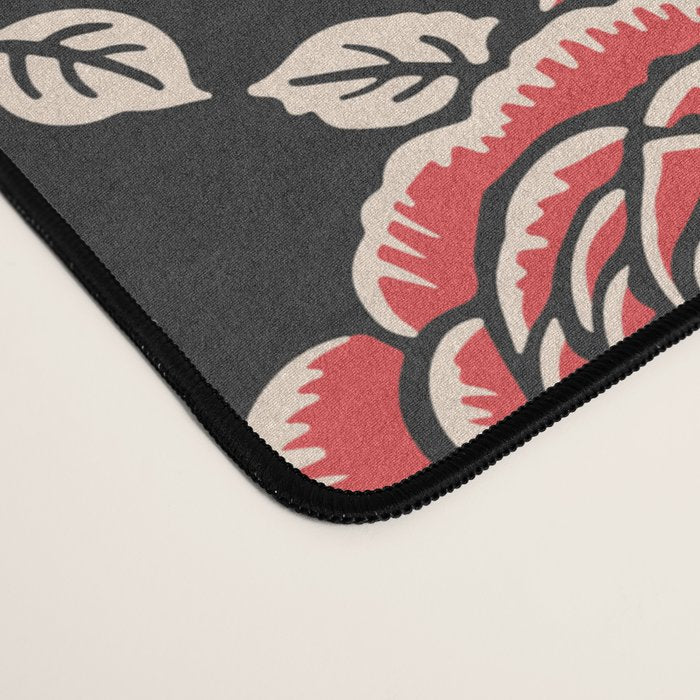 Traditional vintage red rose flower art pattern Desk Mat Gallery Image 4
