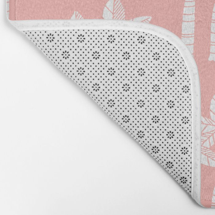 Palm Tree Pattern Peach Bath Mat Gallery Image 2