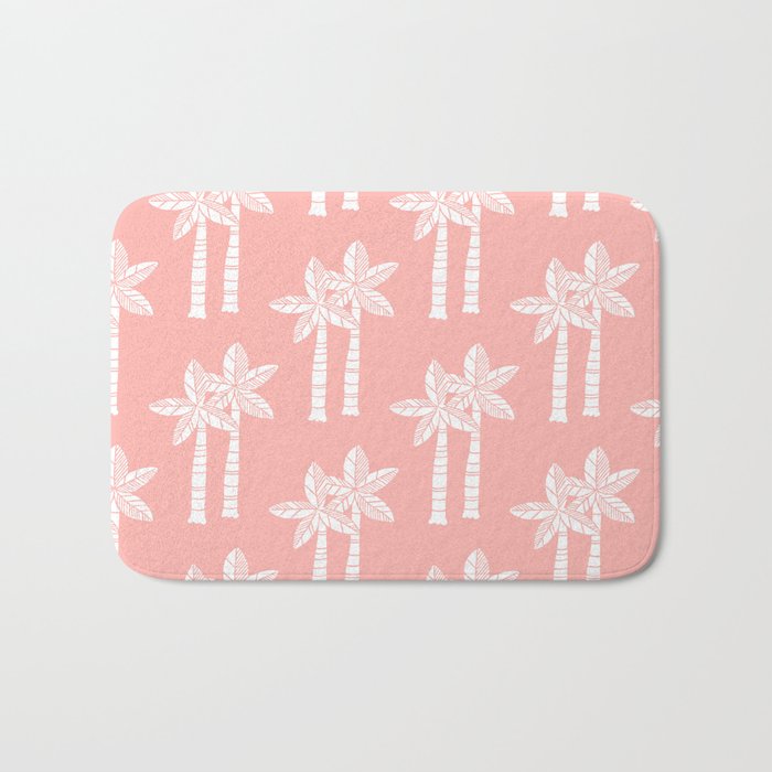 Palm Tree Pattern Peach Bath Mat Gallery Image 1