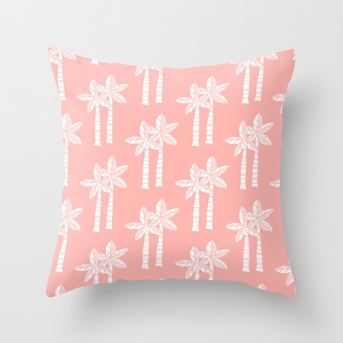 Palm Tree Pattern Peach Throw Pillow Gallery Image 6