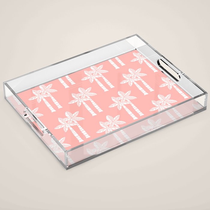 Palm Tree Pattern Peach Acrylic Tray Gallery Image 1