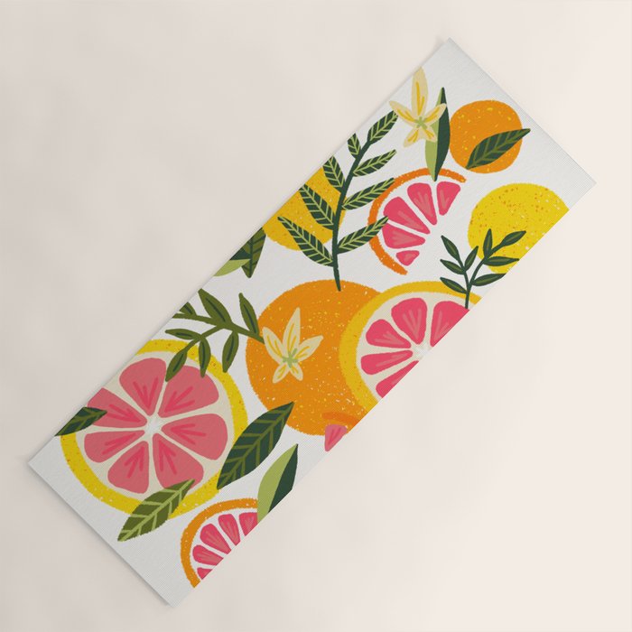 Grapefruit Blooms â Pink & White Yoga Mat Gallery Image 1