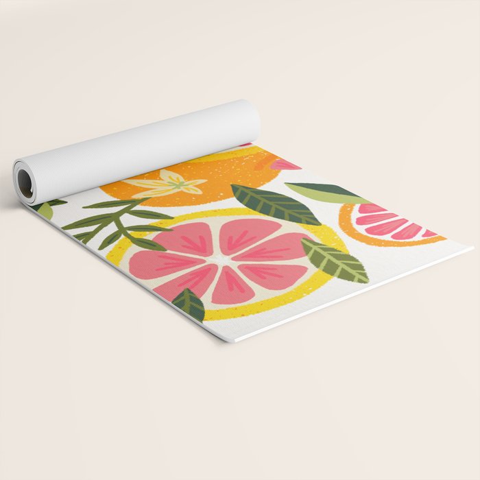 Grapefruit Blooms â Pink & White Yoga Mat Gallery Image 2