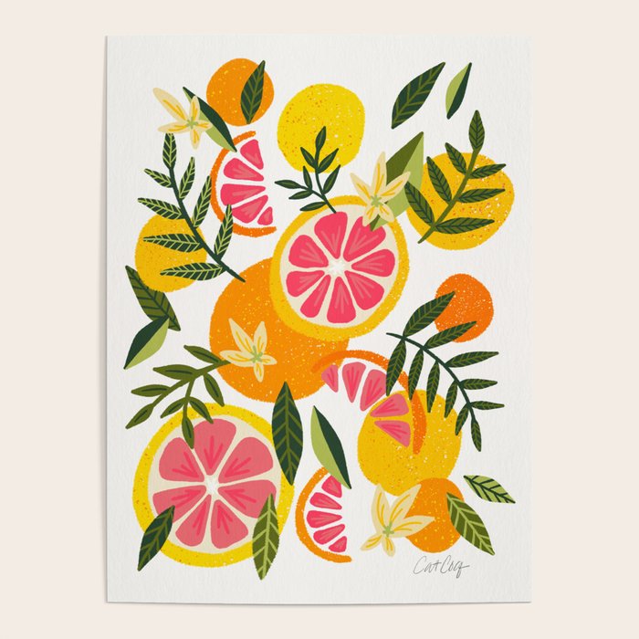 Grapefruit Blooms â Pink & White Poster Gallery Image 4