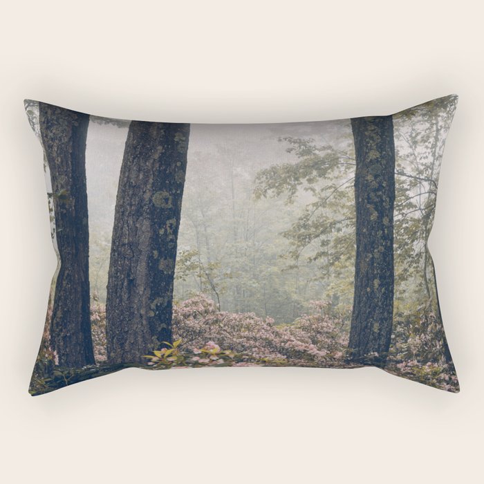 Forest Floral Foggy Wanderlust Adventure Rectangular Pillow Gallery Image 1