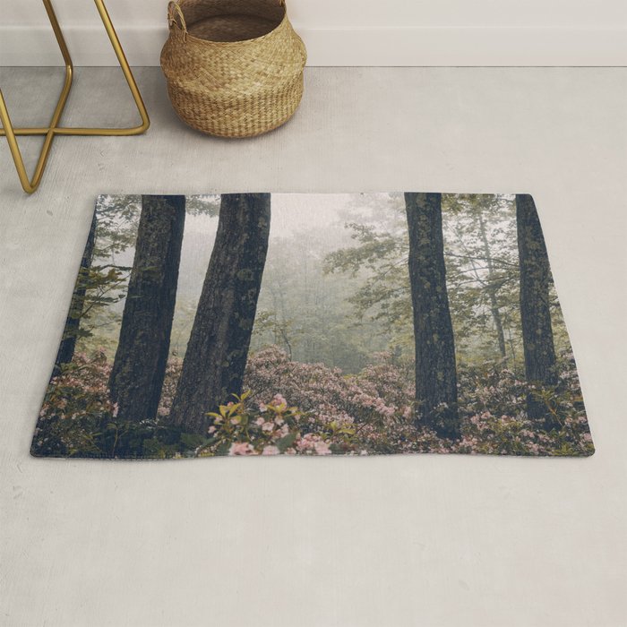 Forest Floral Foggy Wanderlust Adventure Rug Gallery Image 1