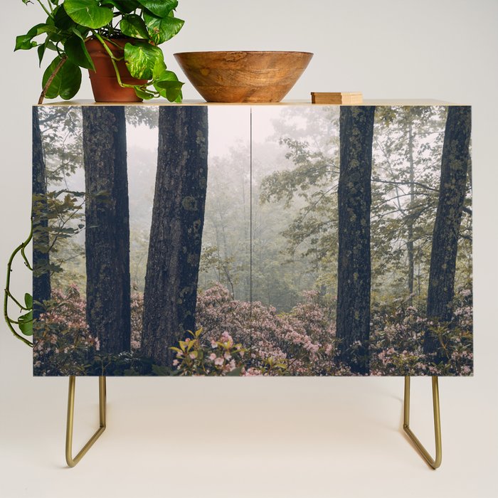 Forest Floral Foggy Wanderlust Adventure Credenza Gallery Image 1
