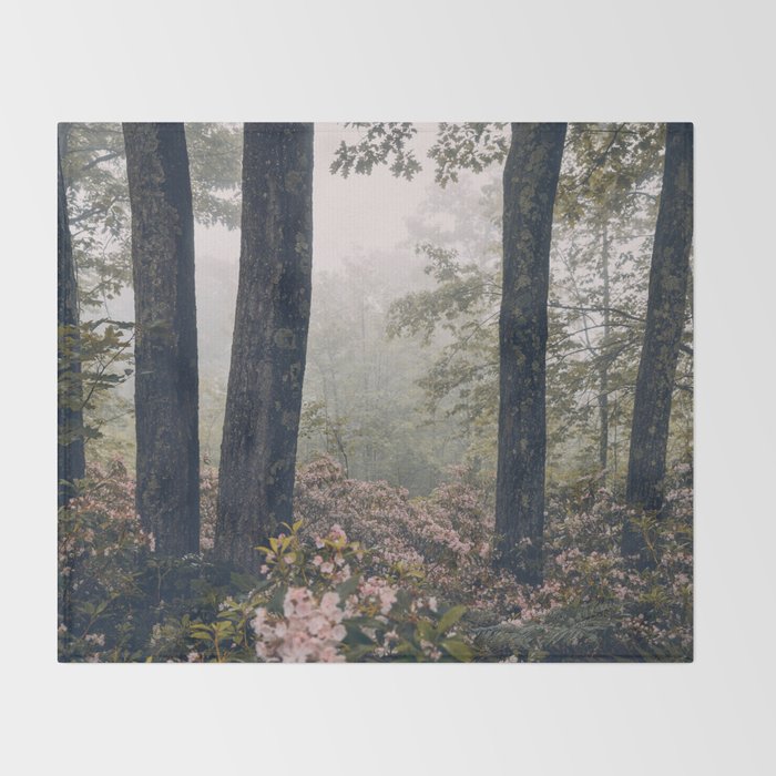 Forest Floral Foggy Wanderlust Adventure Throw Blanket Gallery Image 2