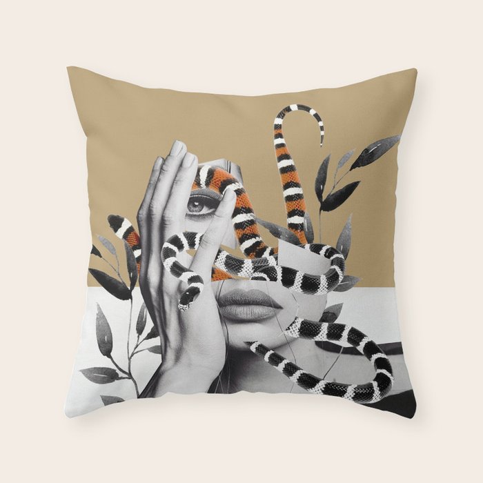 Woman and snakes Throw Pillow Gallery Image 6