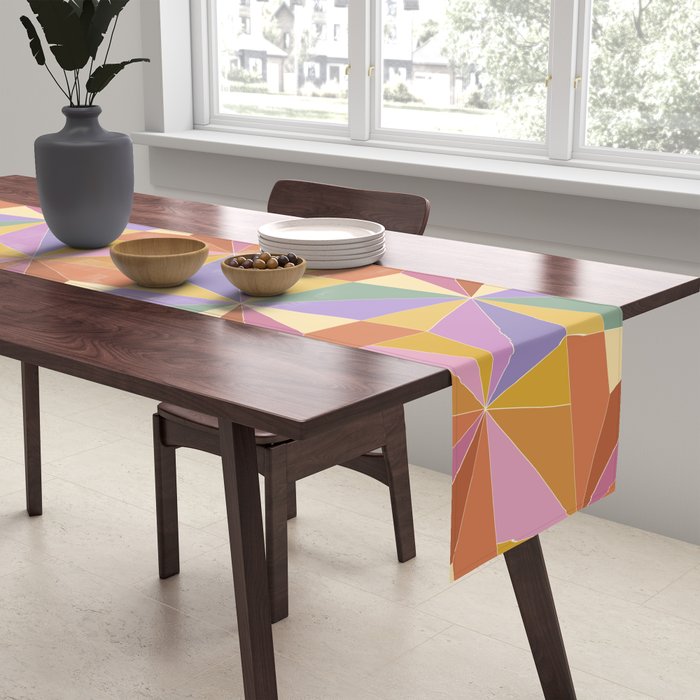 Kaleidoscope Tile Pattern VI Colorful Summer Table Runner Gallery Image 2