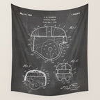 Football Helmet Patent - Football Art - Black Chalkboard Wall Tapestry Gallery Image 4