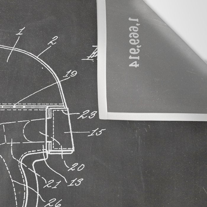 Football Helmet Patent - Football Art - Black Chalkboard Wall Tapestry Gallery Image 3