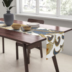 William Morris Vintage Lodden Blue Gold Table Runner Gallery Image 2