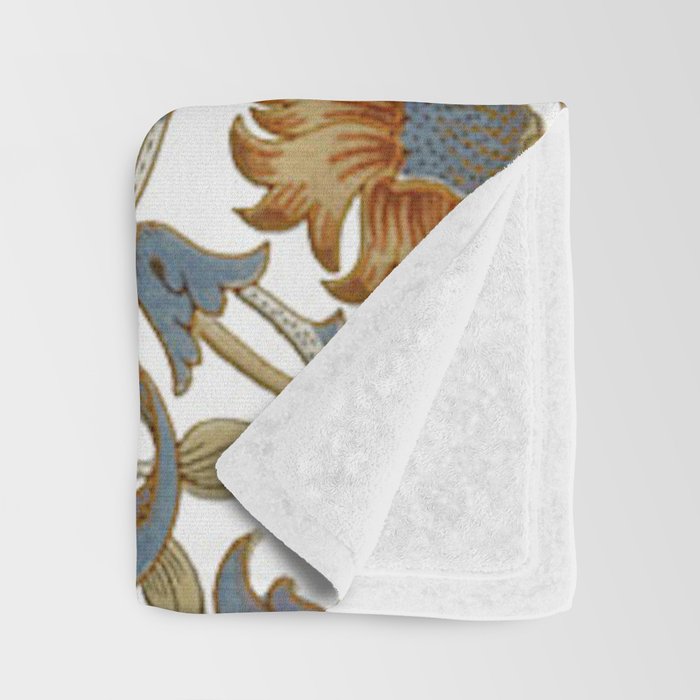 William Morris Vintage Lodden Blue Gold Throw Blanket Gallery Image 3